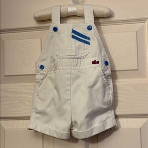 Lacoste White Short Overalls with Blue Accents